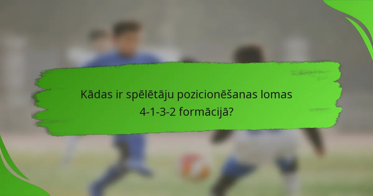 Kādas ir spēlētāju pozicionēšanas lomas 4-1-3-2 formācijā?
